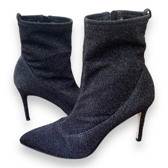 SAM Edelman Olson Black Sparkle Pointed Toe Stretch Heeled Booties | Size 9 - Picture 8 of 16